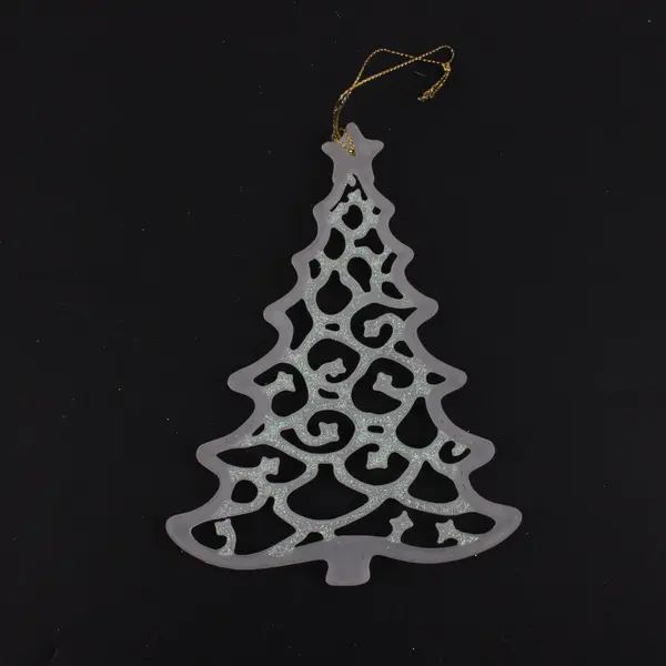 White Filigree Christmas Tree Ornaments Set of 2
