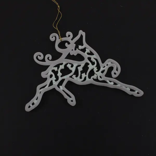 Set of 2 White Glitter Christmas Reindeer Hanging Ornaments Assortment