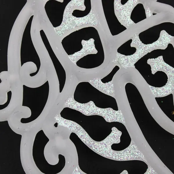 Set of 4 White Glitter Christmas Tree Ornaments Holiday Decor