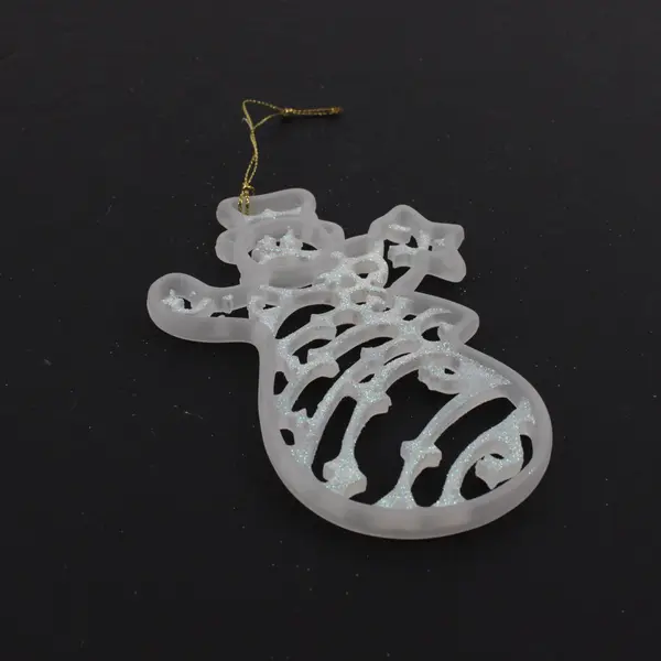 Set of 3 White Glitter Snowman Christmas Tree Ornaments Plastic