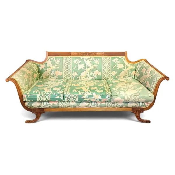 Vintage Duncan Phyfe Style Carved Wood Floral Sofa Couch - Freight/Local Pickup