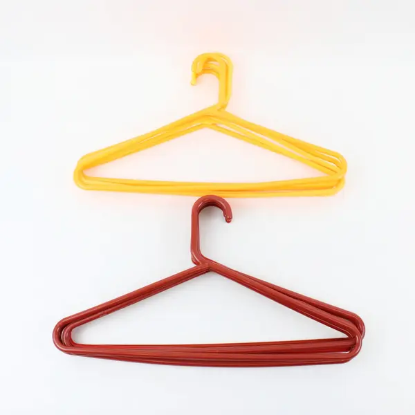 Lot of 10 Generic Unbranded Plastic Clothes Hangers Yellow Red
