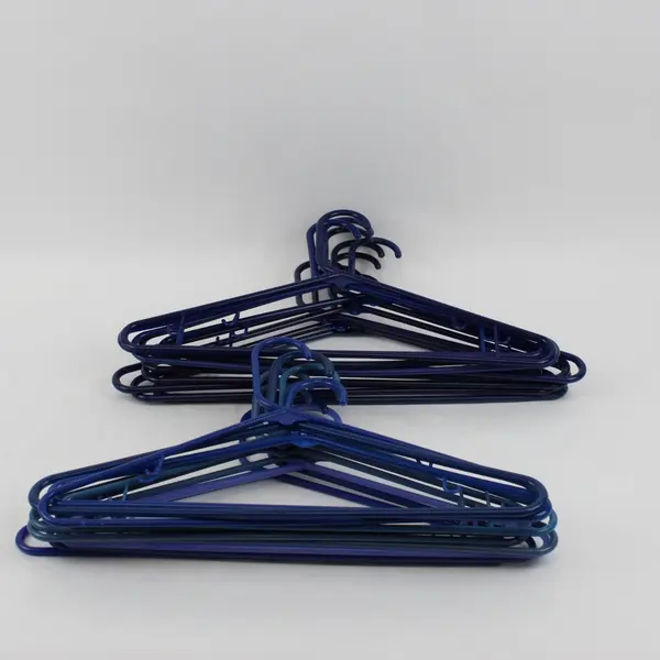 Lot of 20 Blue Plastic Clothes Hangers for Closet Storage