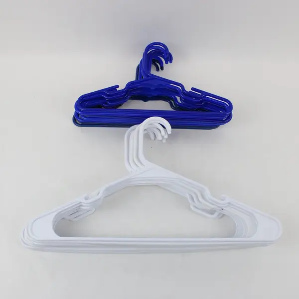 Lot of 20 White & Blue Plastic Clothes Hangers Closet Organizer