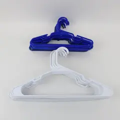 Lot of 20 White & Blue Plastic Clothes Hangers Closet Organizer
