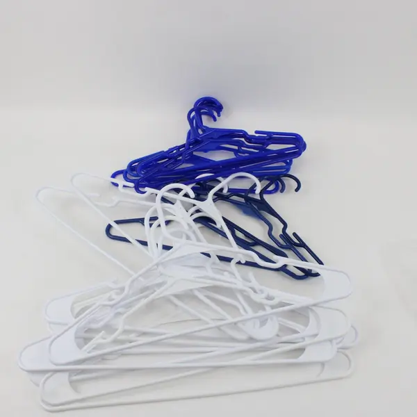 Lot of 20 White & Blue Plastic Clothes Hangers Closet Organizer