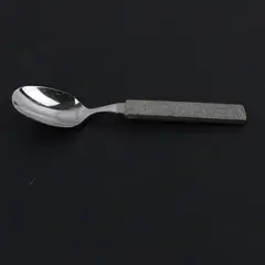 Pastoral Scene Souvenir Spoon Pewter Handle Stainless Steel Bowl 4.25" Good