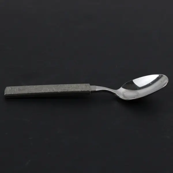 Pastoral Scene Souvenir Spoon Pewter Handle Stainless Steel Bowl 4.25" Good