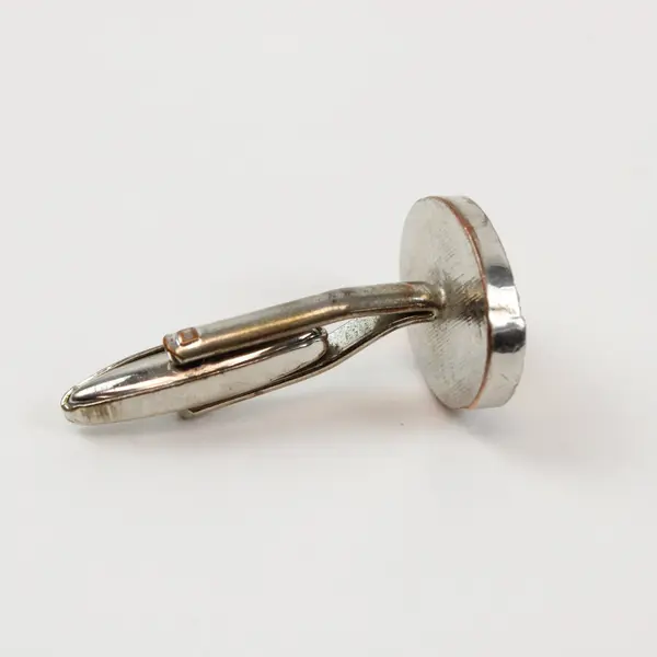 Men's Silver Gold-Tone Oval Cufflink Clear Stones Two-Tone