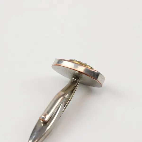 Men's Silver Gold-Tone Oval Cufflink Clear Stones Two-Tone