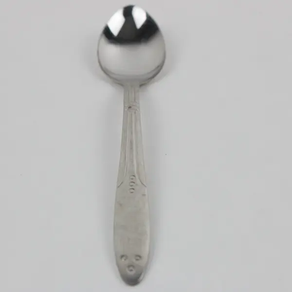 Vintage Sanitoy Stainless Steel 6" Teaspoon Engraved Handle Pattern Rare HTF