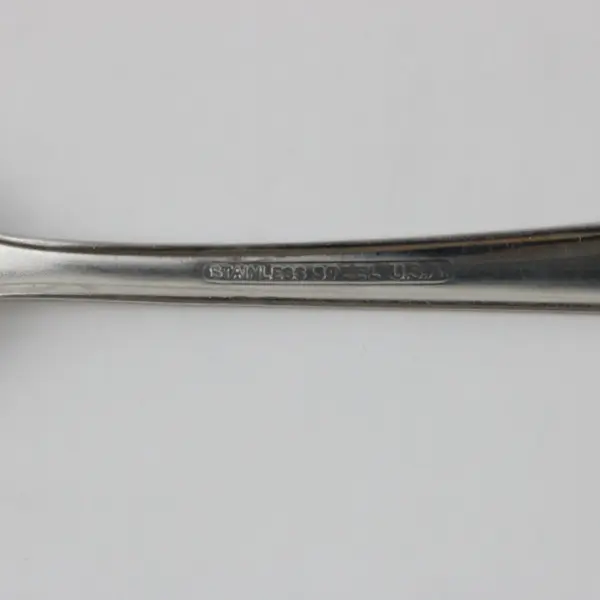 Vintage Sanitoy Stainless Steel 6" Teaspoon Engraved Handle Pattern Rare HTF
