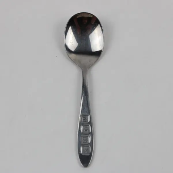 Stainless Steel Baby Spoon 4.25" Raised BABY Handle Used