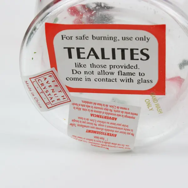 Set of 2 Fifth Avenue Holiday Ribbons 6" Glass Hurricane Candle Holders