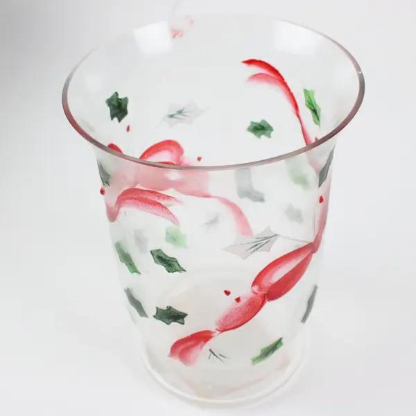 Set of 2 Fifth Avenue Holiday Ribbons 6" Glass Hurricane Candle Holders