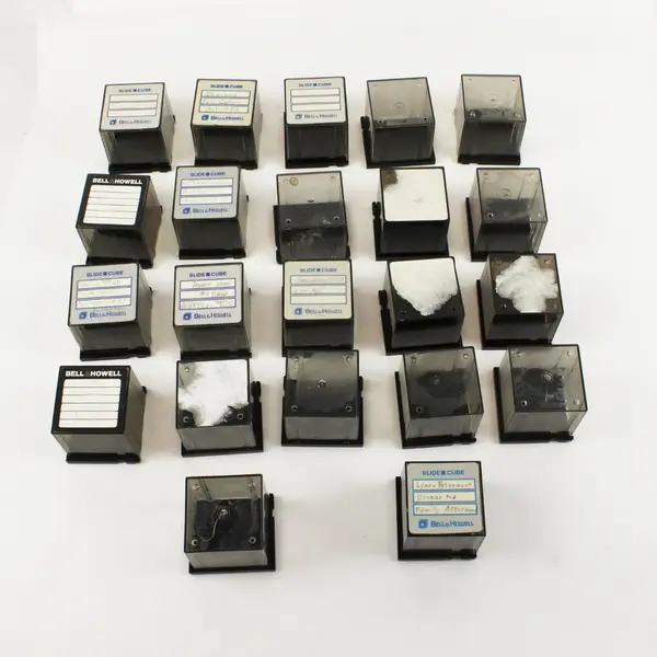 Lot of 22 Bell & Howell Black Slide Storage Cubes for Photographic Slides