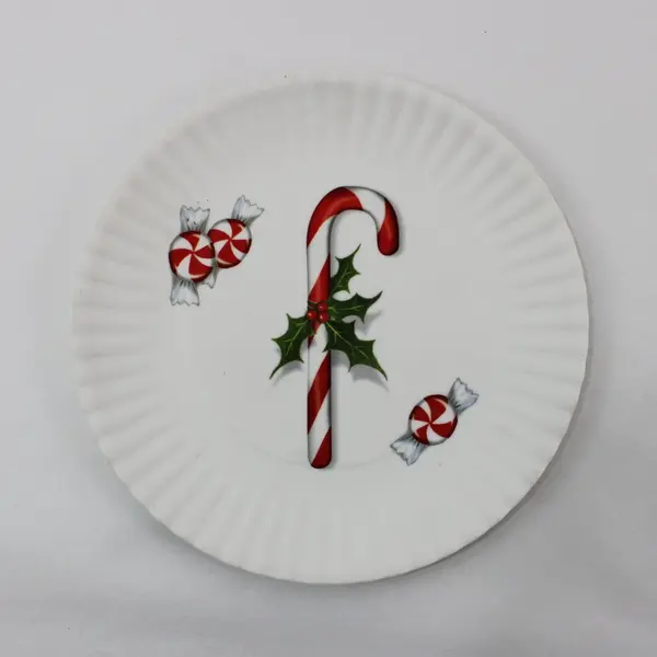 Lot of 2 One Hundred 80 Degrees Christmas Plates 7.25" Snowman Candy Cane
