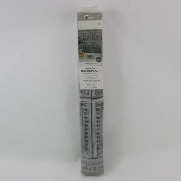 InHome Ornamental Tin Peel & Stick Backsplash 18in x 6ft Open Box