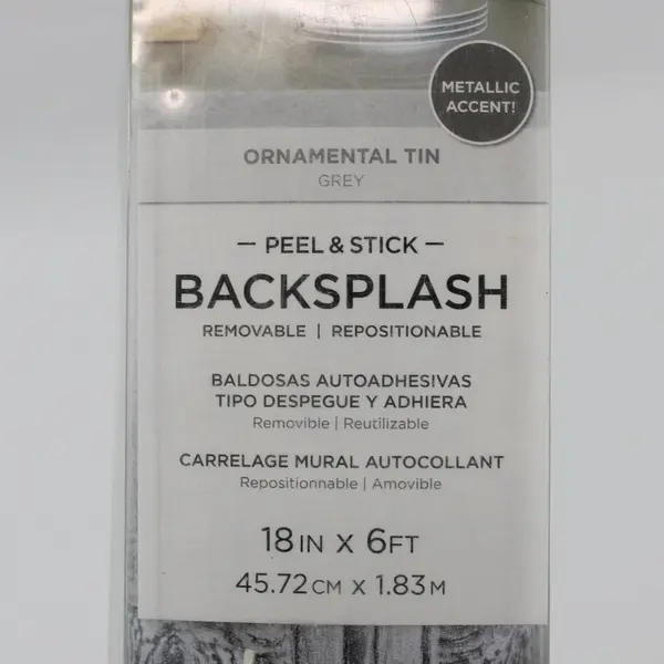 InHome Ornamental Tin Peel & Stick Backsplash 18in x 6ft Open Box