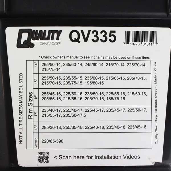 Volt QV335 Passenger/LT Tire Cable Chain Kit Quality Chain Corp Pre-Owned
