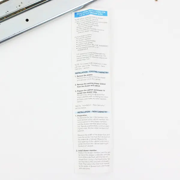 KV 1129 21.25" Center-Mount Metal Drawer Slide Hardware