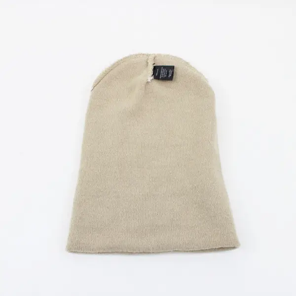 Tan Knit Fold-Over Beanie 100% Acrylic Winter Hat OS