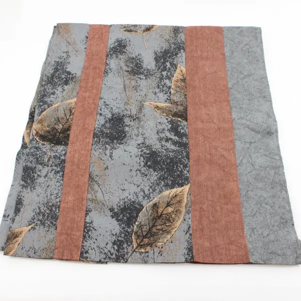 Autumn Leaf Print Window Valance Curtain 80 x 18 Fall Decor Gray Brown Handmade