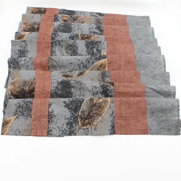 Autumn Leaf Print Window Valance Curtain 80 x 18 Fall Decor Gray Brown Handmade