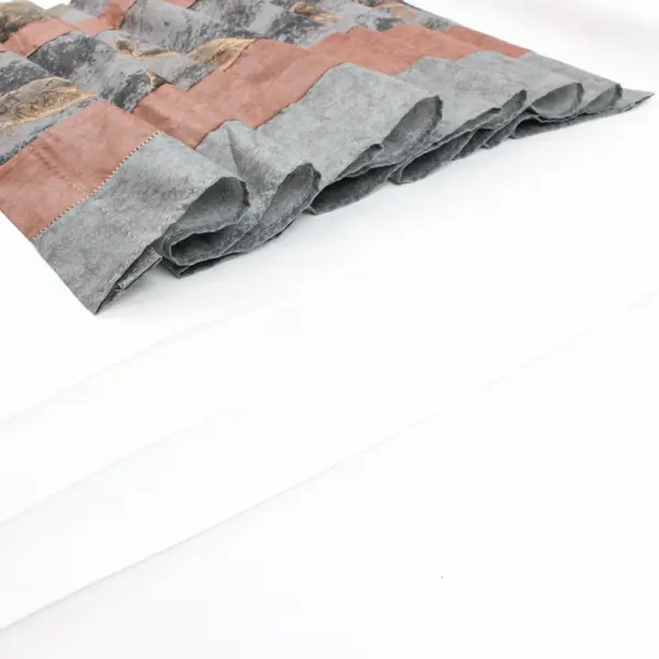 Autumn Leaf Print Window Valance Curtain 80 x 18 Fall Decor Gray Brown Handmade