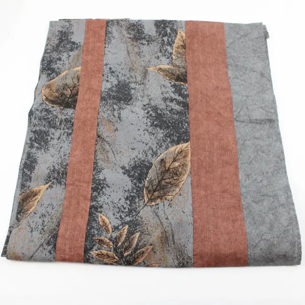 Autumn Leaf Print Window Valance Curtain 80 x 18 Fall Decor Gray Brown Handmade
