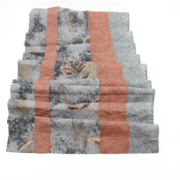 Autumn Leaf Valance Curtain 80 x 18 Gray Brown Rust Seasonal Handmade
