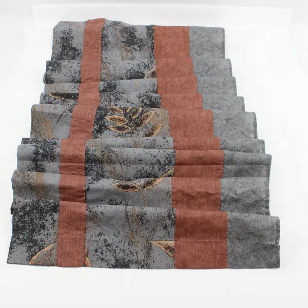 Autumn Leaf Valance Curtain 80 x 18 Gray Brown Rust Seasonal Handmade