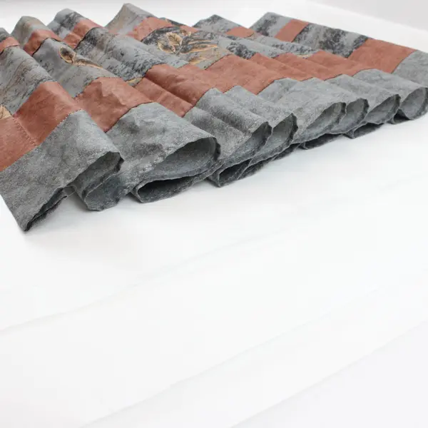 Autumn Leaf Valance Curtain 80 x 18 Gray Brown Rust Seasonal Handmade