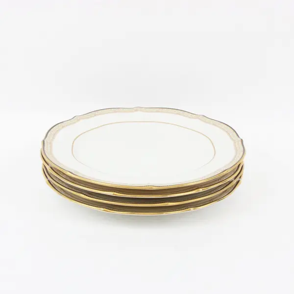 Noritake Ribbon & Gold Pattern 7383 8" Salad Plates Set of 4