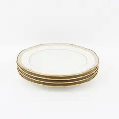Noritake Ribbon & Gold Pattern 7383 8" Salad Plates Set of 4