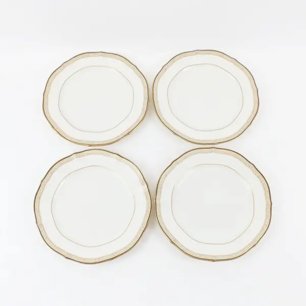 Noritake Ribbon & Gold Pattern 7383 8" Salad Plates Set of 4