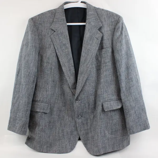 Haggar Imperial Men's Suit Jacket Gray Blue Tweed-Style Size 50