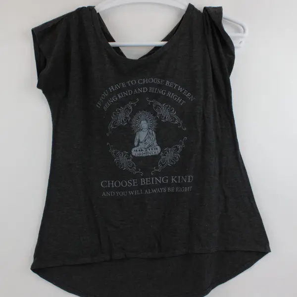 Yak & Yeti Women's Gray Inspirational Graphic Tank Top Medium
