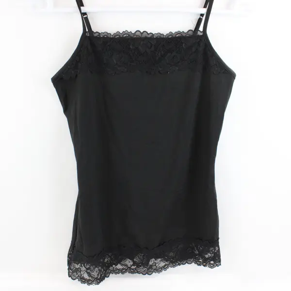 Maurices Women's Black Lace-Trim Nylon Camisole Size Medium