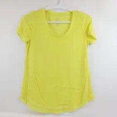 Maurices 24/7 Women's Sheer Bright Yellow T-Shirt Size Medium