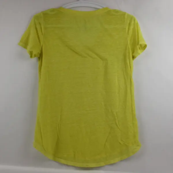 Maurices 24/7 Women's Sheer Bright Yellow T-Shirt Size Medium