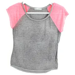 Maurices Women's Medium Sheer Gray Pink Short Sleeve T-Shirt
