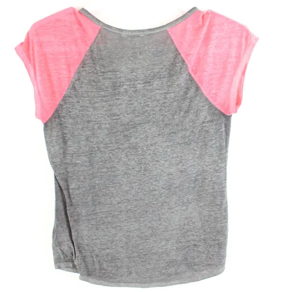 Maurices Women's Medium Sheer Gray Pink Short Sleeve T-Shirt