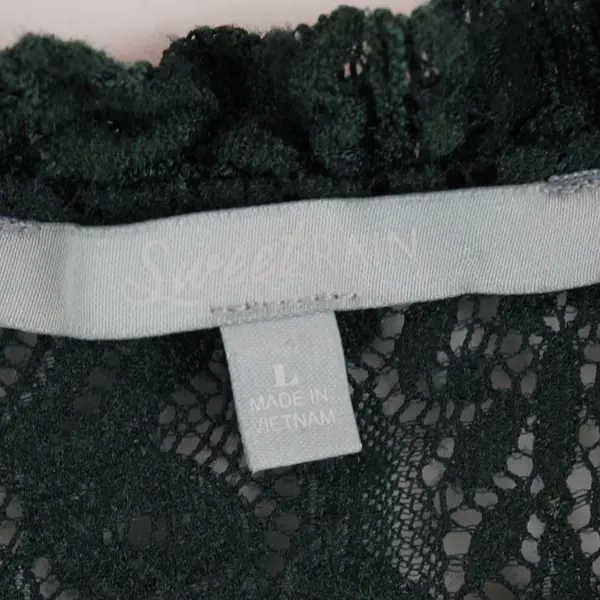 Sweet Rain Women's Large Dark Green Butterfly Print Top