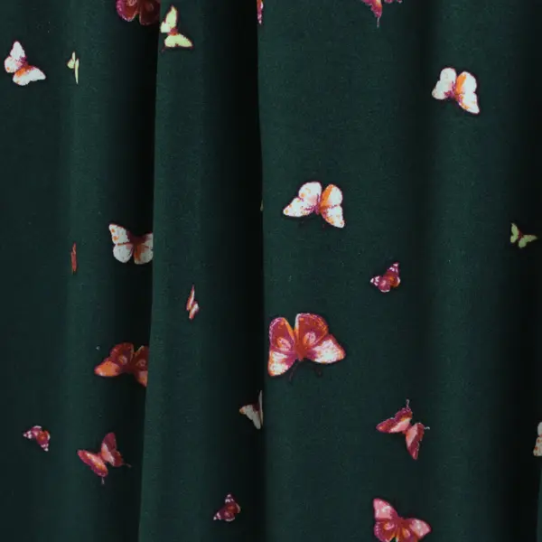 Sweet Rain Women's Large Dark Green Butterfly Print Top