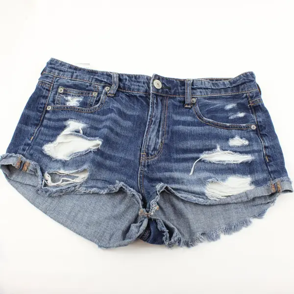American Eagle Women's Cutoff Denim Shorts Distressed Med Wash 8 AEM120605J9A