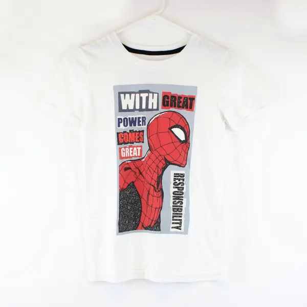 Marvel Spider-Man Boys White Graphic T-Shirt Size 14