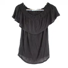 Maurices Women's Peasant Top Black Short Sleeve Size Medium