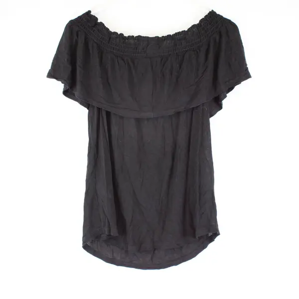 Maurices Women's Peasant Top Black Short Sleeve Size Medium