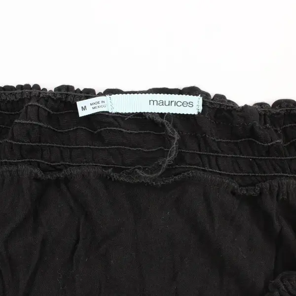 Maurices Women's Peasant Top Black Short Sleeve Size Medium